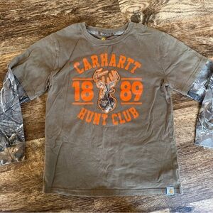 Carhartt Kids Camo and Orange Long Sleeve Tee